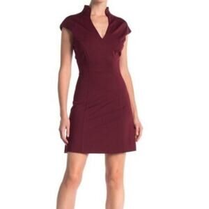 Alexia Admor Adelyn Burgundy A Line V-neck Dress Size Small